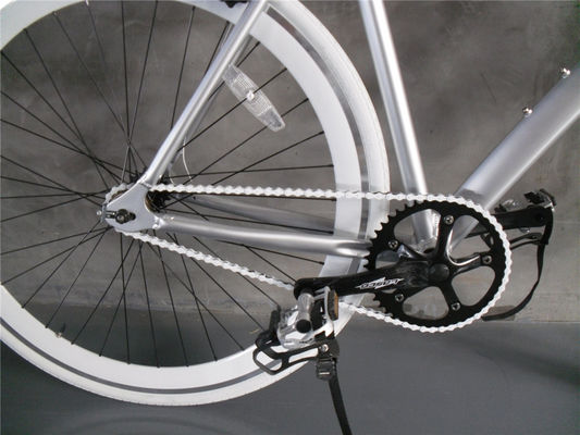 Ensemble de manivelle de Lasco Couleur argentée à vitesse unique Bullbar Aluminium Alloy Frame Vintage Fixie Fixe Bicicle à engrenage fixe