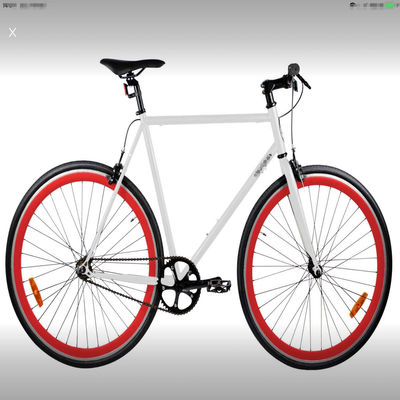 58cm 60cm Cadre blanc Jante rouge 700c Single Speed Fixie Fixé Bicicle double frein V