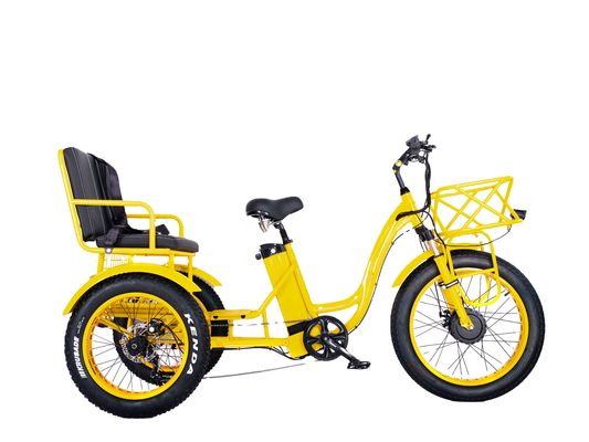 Rickshaw électrique 750W Moteur avant BaFang 21AH Batterie au lithium 60KM USA Adult 24&quot; Fat Snow Grand pneu siège passager