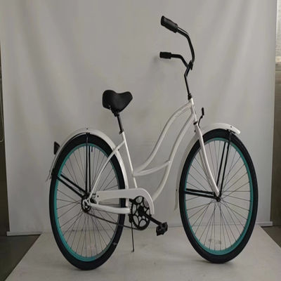 26 pouces de couleur blanche à vitesse unique Vintage Beach Cruiser vélo pour femmes pour la conduite occasionnelle