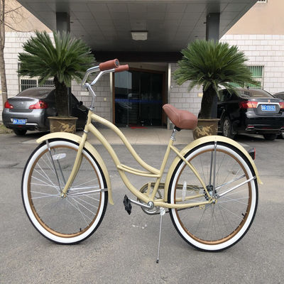 26 pouces de couleur blanche à vitesse unique Vintage Beach Cruiser vélo pour femmes pour la conduite occasionnelle