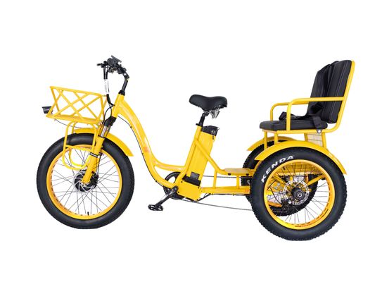 Rickshaw électrique 750W Moteur avant BaFang 21AH Batterie au lithium 60KM USA Adult 24&quot; Fat Snow Grand pneu siège passager