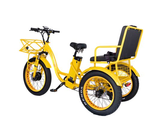 Rickshaw électrique 750W Moteur avant BaFang 21AH Batterie au lithium 60KM USA Adult 24&quot; Fat Snow Grand pneu siège passager