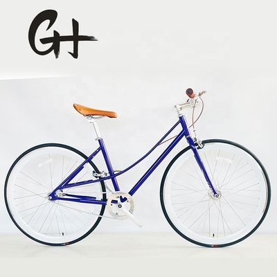 700C Lady Women Gril CE USA personnalisé à une seule vitesse Pas à pas à travers le vélo de ville à engrenage fixe
