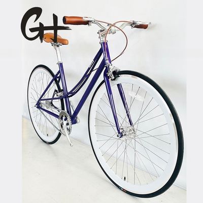 700C Lady Women Gril CE USA personnalisé à une seule vitesse Pas à pas à travers le vélo de ville à engrenage fixe