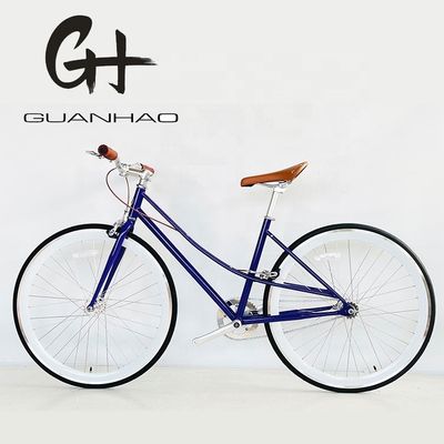 700C Lady Women Gril CE USA personnalisé à une seule vitesse Pas à pas à travers le vélo de ville à engrenage fixe