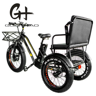 24&quot; 48V roue avant 750W 45KM/H Charge maximale 300KG 21AH batterie au lithium Tricycles électriques