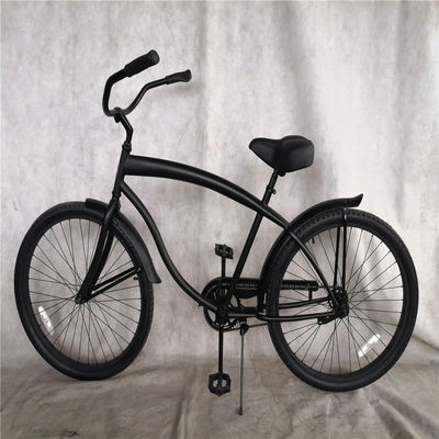 26 pouces pour adultes Hommes Comfort à vitesse unique Beach Cruiser Vélo Mat Noir Prêt à être expédié