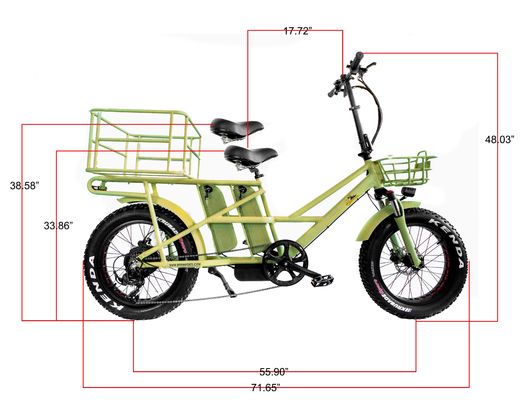 48V frein à disque batterie double neige grosse pneu électrique vélos de chargement pour la famille 2