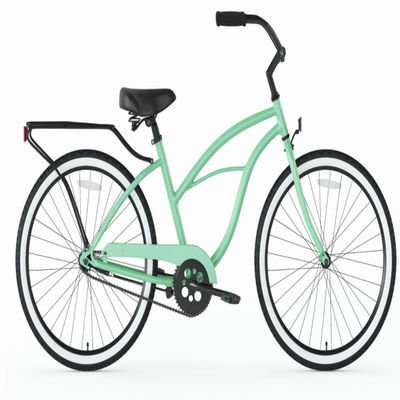 26 en acier mat noir monoplace pour hommes monoplace de vitesse de freinage Beach Cruiser vélo avec porte-bagages arrière