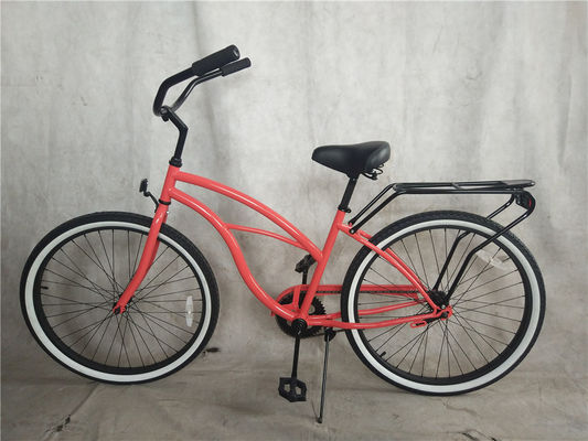 26 en acier mat noir monoplace pour hommes monoplace de vitesse de freinage Beach Cruiser vélo avec porte-bagages arrière