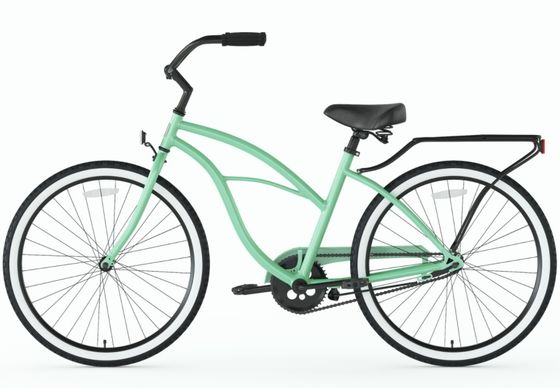 Mint Green Femmes basse marche Sport Vélo hybride Femmes Vélo à vitesse unique Confort de plage Vélo de croisière 26 pouces