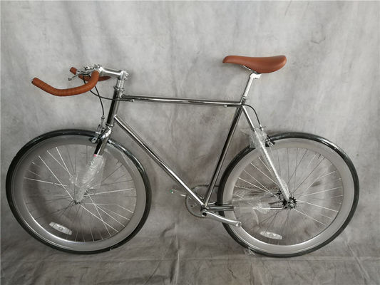 Classique 700Cx28C Vintage Chrome Vélo à engrenages fixes 58cm Vélo fixe à vitesse unique 13kg