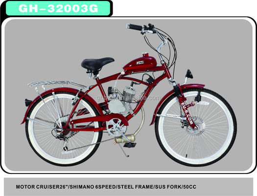 Vélo électrique Beach Cruiser avec moteur 50cc 2015 modèle cadre en acier électrique inclus