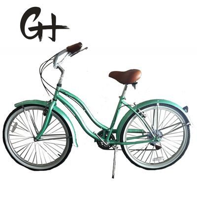 17 kg 26 &quot; pneu blanc femme adulte 7 vitesses Shimano Lady City CE États-Unis Hi-Ten cadre en acier CPSC Beach Cruiser vélo