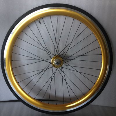 Anodisé 43 mm bleu Flip Flop Fixed Gear Route Bike Wheel Set avec des rayons colorés