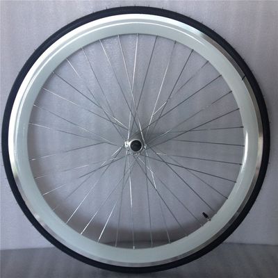 Anodisé 43 mm bleu Flip Flop Fixed Gear Route Bike Wheel Set avec des rayons colorés