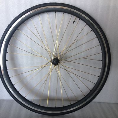 Anodisé 43 mm bleu Flip Flop Fixed Gear Route Bike Wheel Set avec des rayons colorés