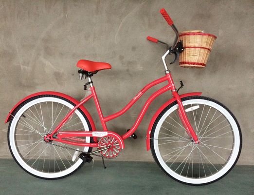 26 pouces de vélo de plage pour femmes avec vitesses simples et jantes en aluminium