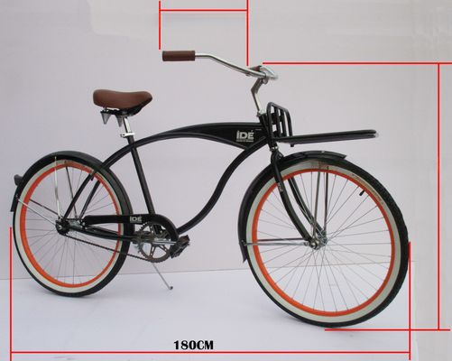 Monoplace à grande vitesse pour adultes, frein à roues de plage, vélo de croisière avec support avant et pneu blanc de 26 pouces
