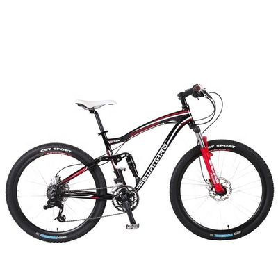 Vélo de montagne à suspension en aluminium complet avec 24 vitesses et frein à disque hydraulique
