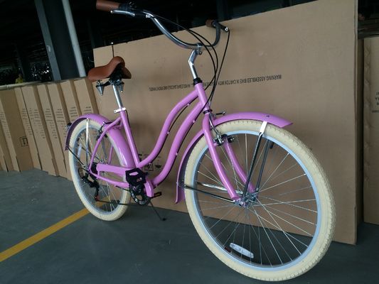 10 cadres en acier 26 pouces Shimano 7 vitesses OEM Logo pour femmes adultes Lady Beach Cruiser vélo
