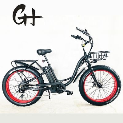 26&quot; 750W 48V 20MPH OEM 21AH UL2849 Femmes adultes Lady Beach Cruiser électrique gros 4.0 pneus de neige gros vélo