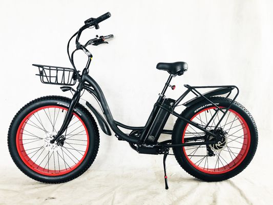 26&quot; 750W 48V 20MPH OEM 21AH UL2849 Femmes adultes Lady Beach Cruiser électrique gros 4.0 pneus de neige gros vélo