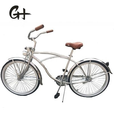 17 kg 26 pouces 68Spokes Rim Sliver couleur CP cadre Peinture chrome à vitesse unique OEM / ODM hommes bicyclette de plage