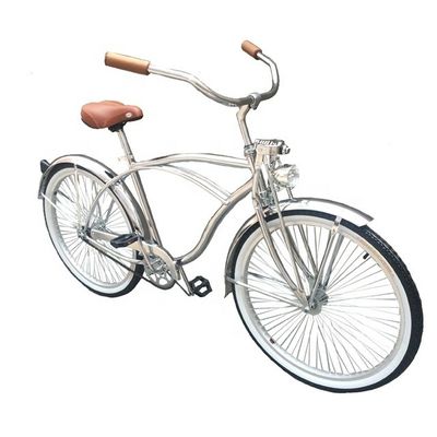 17 kg 26 pouces 68Spokes Rim Sliver couleur CP cadre Peinture chrome à vitesse unique OEM / ODM hommes bicyclette de plage