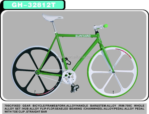 Vélo à engrenage fixe en alliage d'aluminium 700C personnalisé avec poids brillant de 13 kg et couleur Pantone