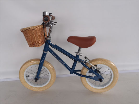 Bicicleta de balance en acier avec fourchette et cadre pour enfants de 3 à 5 ans Couleur bleue 12 pouces
