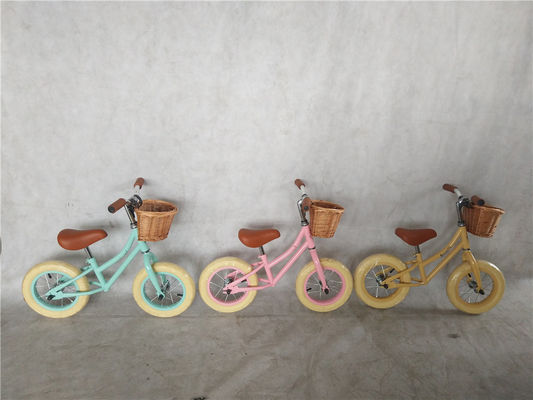 12 pouces pneu en mousse vélo d'équilibre pour enfants couleur jaune capacité de charge 70 kg panier avant