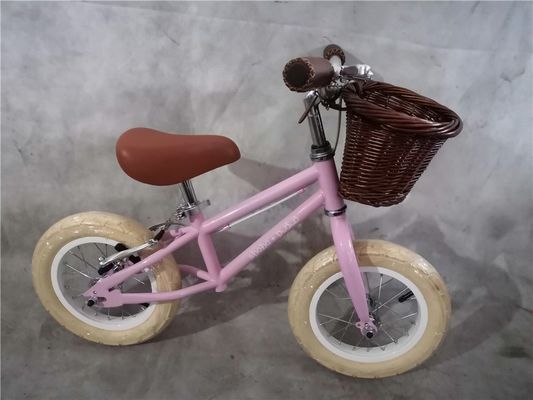 12 pouces pneu en mousse vélo d'équilibre pour enfants couleur jaune capacité de charge 70 kg panier avant