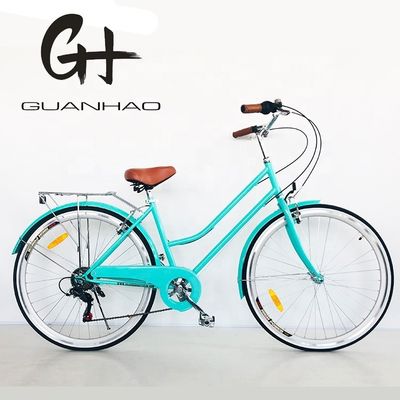 700C Hi-Ten Steel Frame USA OEM Women City Bike avec 7 vitesses et jantes en alliage d'aluminium