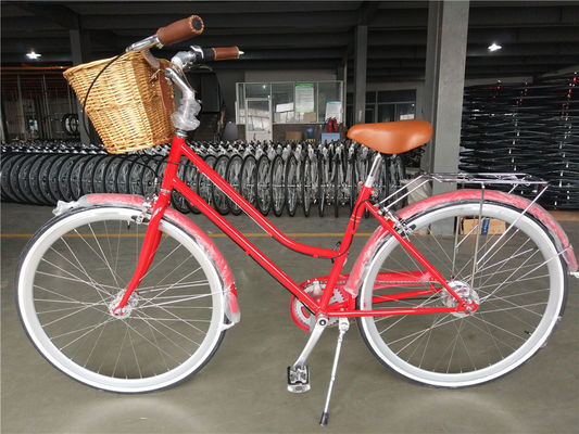 Vintage Lady Bike avec panier de couleur rouge basse étape à travers hybride 5 vitesses Comfort Cruiser