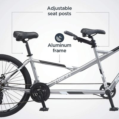 Vélo en tandem pour deux personnes 26&quot; 21s engrenages 1 vitesse 120kg capacité de charge Choix populaire