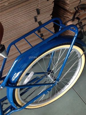 26 pouces Homme Beach Cruiser vélo avec porte-arrière et unique vitesse en acier à châssis dur