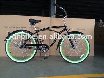 Bicicle de croisière en alliage d'aluminium vert de 26 pouces avec matériau de fourchette en acier et couleur verte