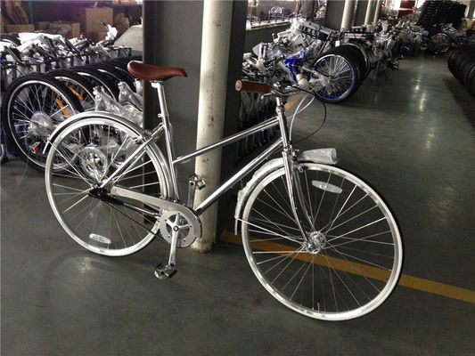 Pas de suspension 3 roues couleur argent Cromo cadre Vintage vélo pour femmes rétro Femmes vélo pour femmes