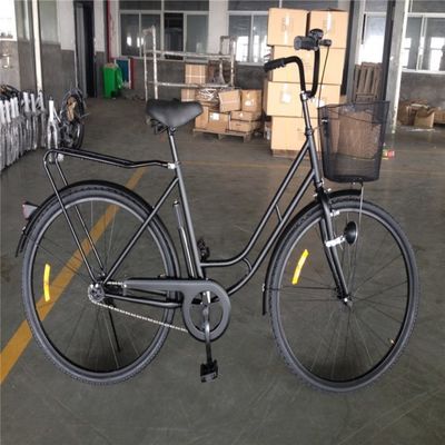 Affordable Noir Couleur Single Vitesse 26 pouces 28 pouces City Bike pour femmes avec cadre en acier