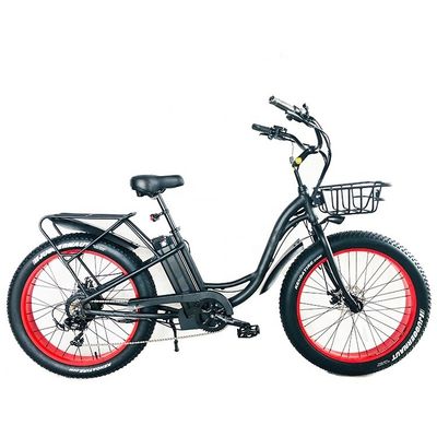 Grande Puissance 26 "x4.0 Taille de roue 48V 17AH batterie au lithium Pas à travers les femmes Beach Cruiser vélo électrique