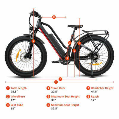 26 pouces 1000W 48V 17AH batterie au lithium 7 vitesses vélo de montagne électrique pour hommes adultes