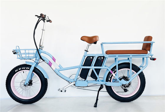 48V électrique à double moteur 1000 watts Longue portée pneus graisseux cargo E-bike avec charge rapide