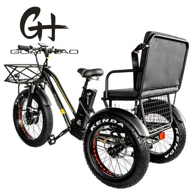 Tubes vers le bas 48V 750W 17AH batterie au lithium 45KM/H bafang Front Motor Tricycle électrique de passagers