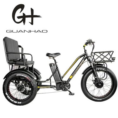 Tubes vers le bas 48V 750W 17AH batterie au lithium 45KM/H bafang Front Motor Tricycle électrique de passagers