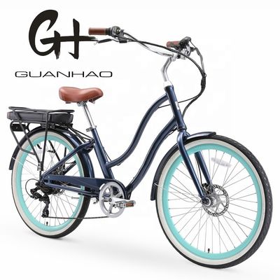 26 &quot; 500W OEM personnaliser CE 48V 14AG batterie au lithium 7 vitesses PAS Pas à pas femmes Lady Girl Beach Cruiser vélo électrique