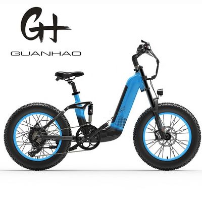 1000W 14AH Cadre à suspension complète 20 &quot;x4.0 Fat Tire Grand pneu plat de neige pneu à disque frein Ebike