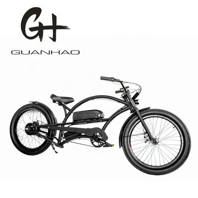 Vitesse unique 750W 28MPH 48V 17AH 24 pouces 3,0 pneus Chopper vélo électrique Beach Cruiser