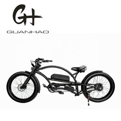 Vitesse unique 750W 28MPH 48V 17AH 24 pouces 3,0 pneus Chopper vélo électrique Beach Cruiser